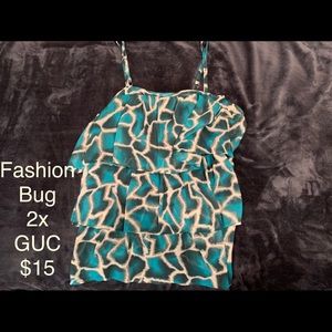 Fashion Bug green and black 2x tank top
